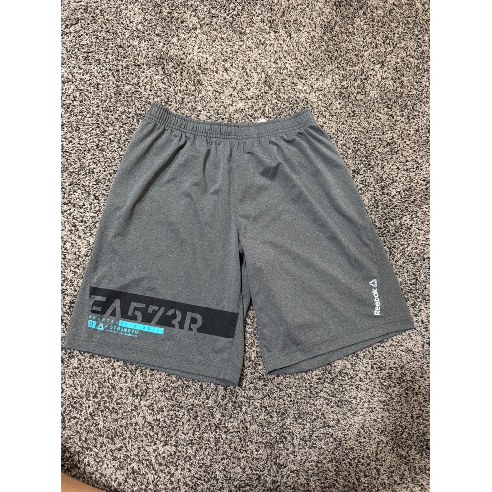 Reebok Mens Medium Gray Athletic Training Shorts Gym Running Workout Active
